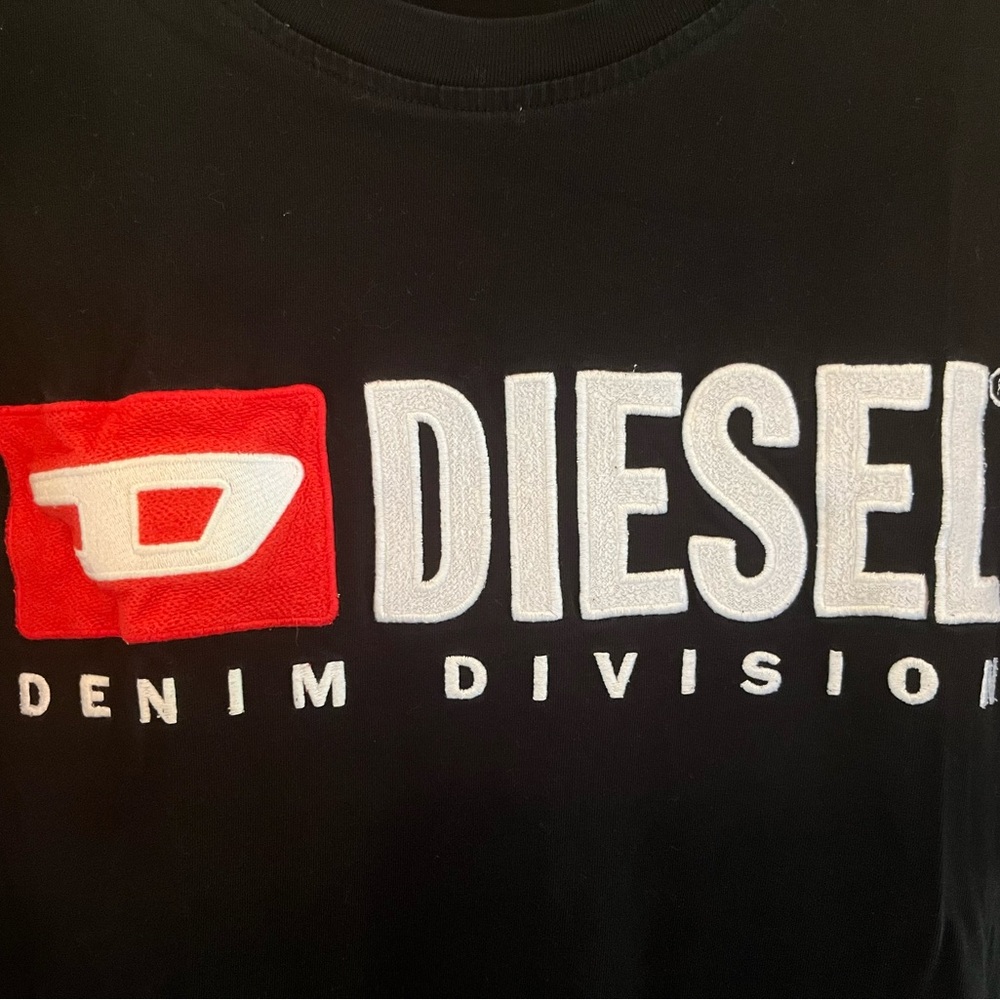 Diesel Black Tee with Red Patch and White Logo
